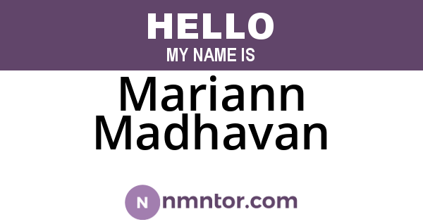 Mariann Madhavan