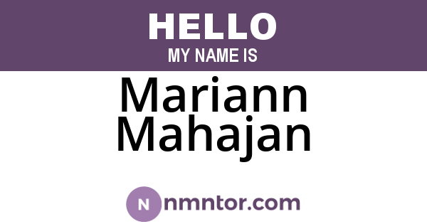 Mariann Mahajan