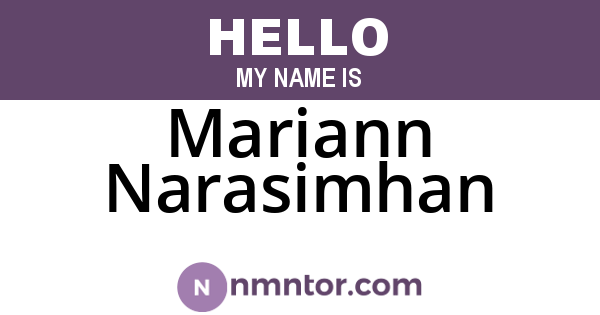 Mariann Narasimhan