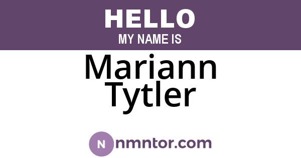 Mariann Tytler