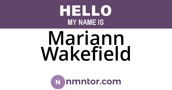 Mariann Wakefield