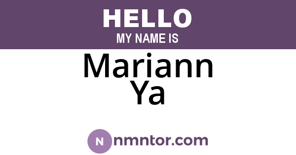 Mariann Ya