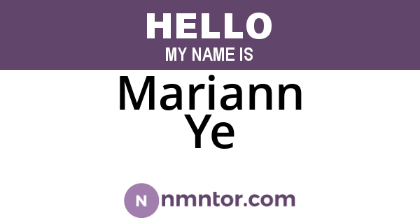 Mariann Ye