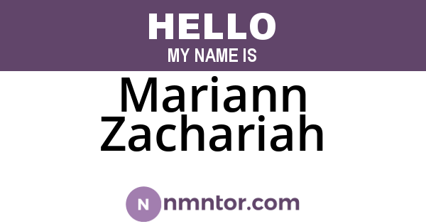 Mariann Zachariah