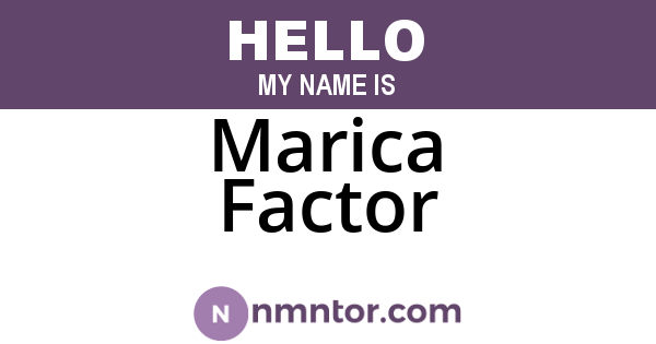 Marica Factor
