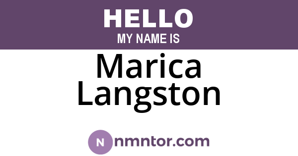 Marica Langston