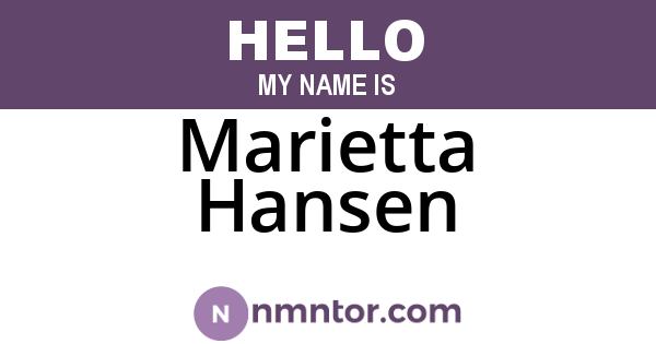 Marietta Hansen