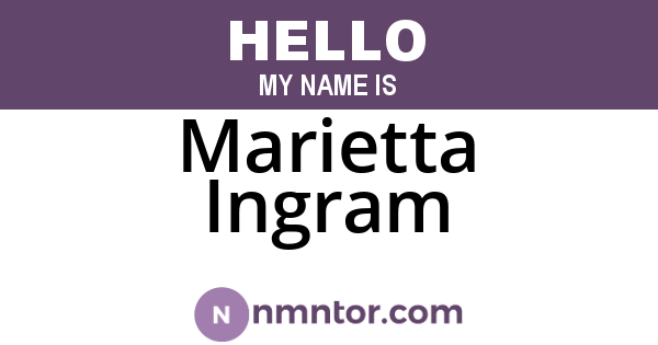Marietta Ingram