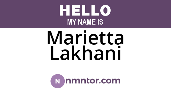 Marietta Lakhani