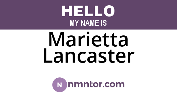 Marietta Lancaster