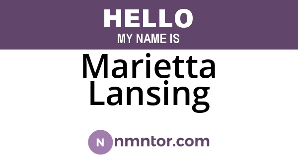 Marietta Lansing