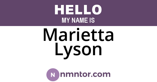 Marietta Lyson