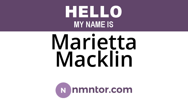 Marietta Macklin