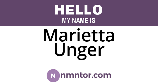 Marietta Unger