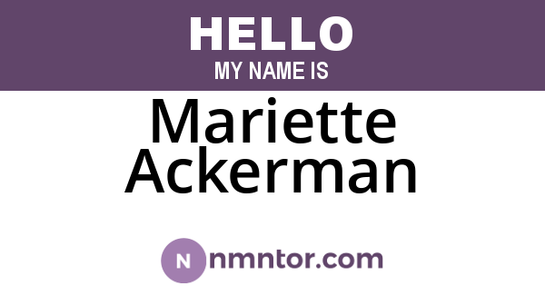 Mariette Ackerman
