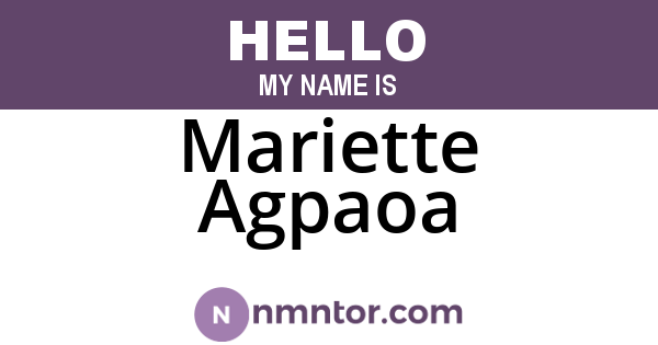 Mariette Agpaoa