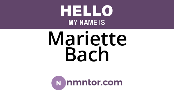 Mariette Bach