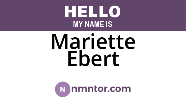 Mariette Ebert