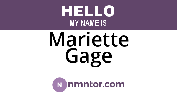 Mariette Gage