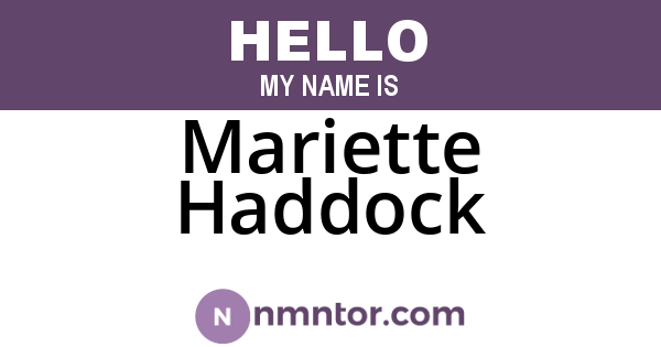 Mariette Haddock