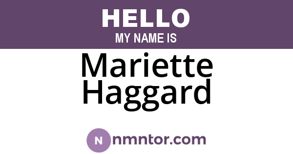 Mariette Haggard