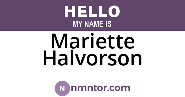 Mariette Halvorson