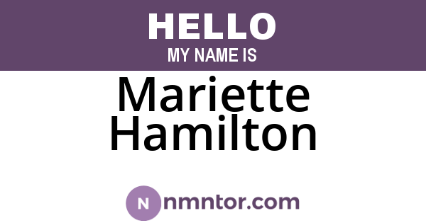 Mariette Hamilton