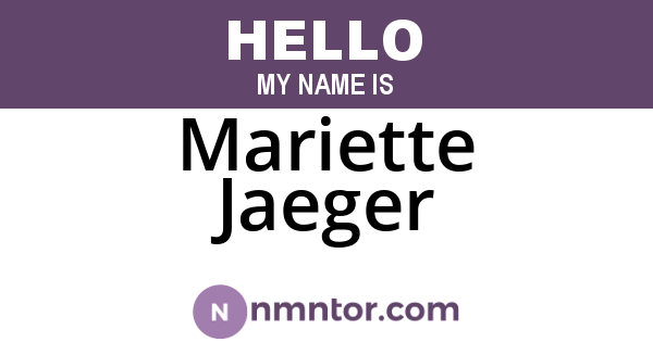 Mariette Jaeger