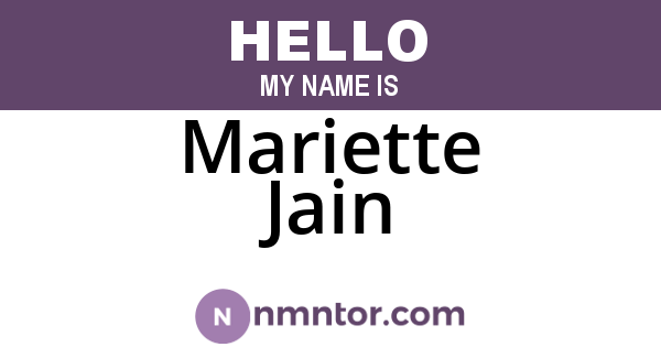 Mariette Jain