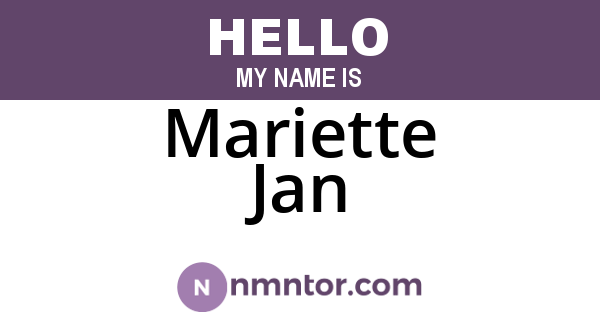 Mariette Jan
