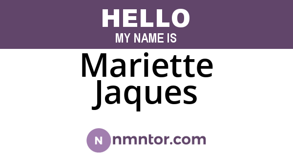 Mariette Jaques
