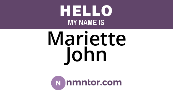 Mariette John
