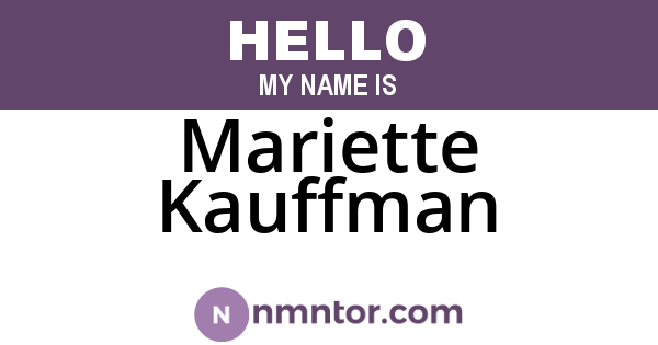 Mariette Kauffman