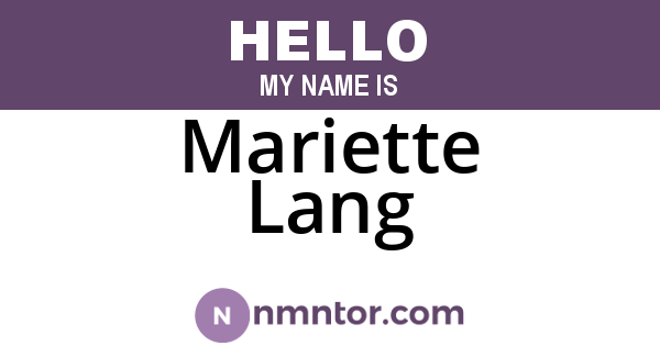 Mariette Lang