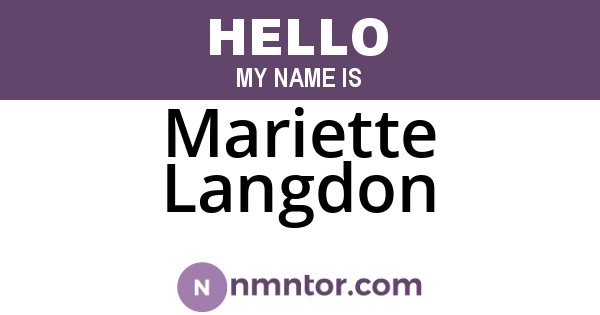 Mariette Langdon