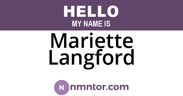 Mariette Langford