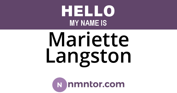 Mariette Langston