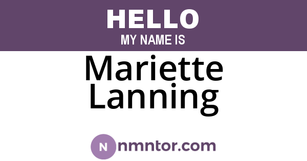 Mariette Lanning
