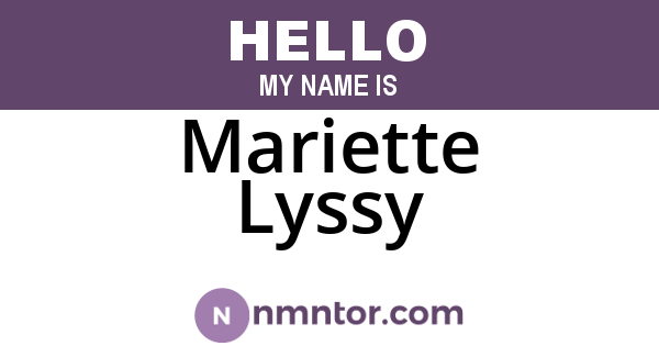 Mariette Lyssy