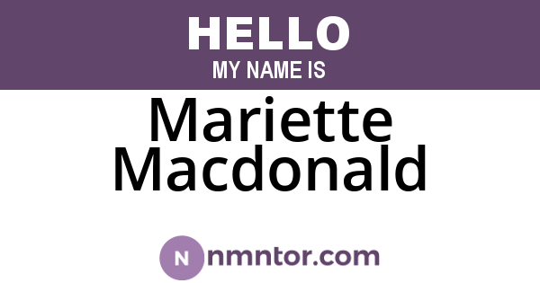 Mariette Macdonald