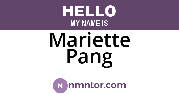 Mariette Pang