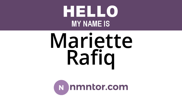 Mariette Rafiq