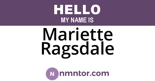 Mariette Ragsdale