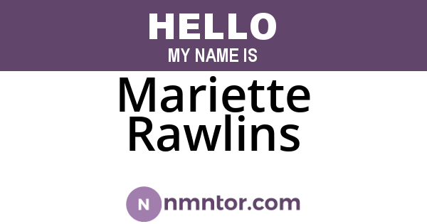 Mariette Rawlins