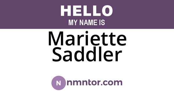Mariette Saddler