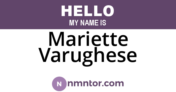 Mariette Varughese