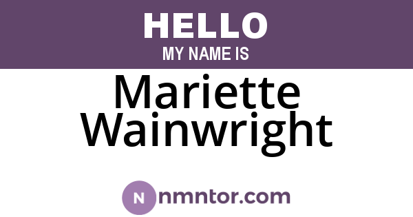Mariette Wainwright