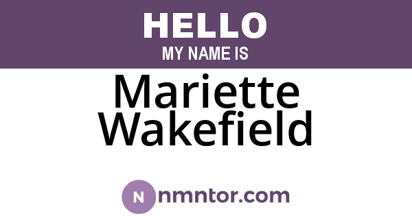 Mariette Wakefield