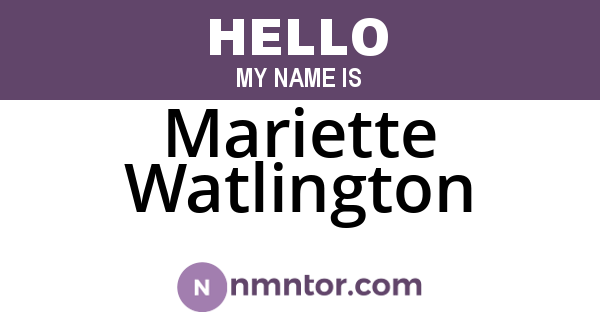 Mariette Watlington
