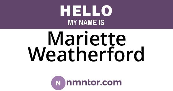 Mariette Weatherford